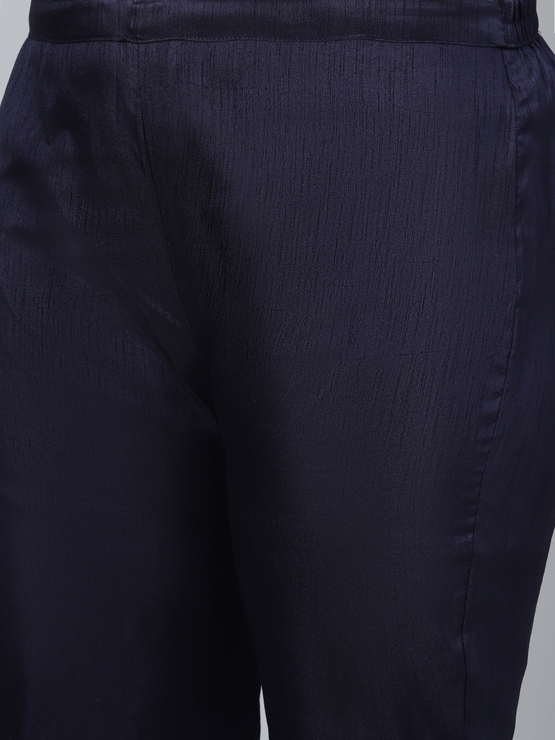Women's Navy Blue Printed Kurta With Pant Set by Ziyaa- (2pcs set)