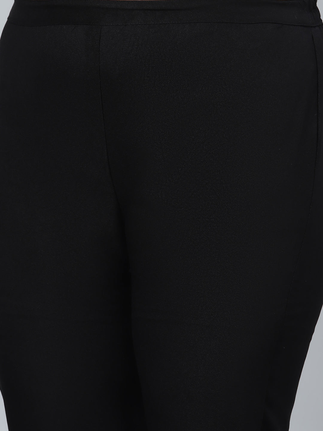 Women's Black Printed Rayon Kurta With Pant by Ziyaa- (2 pcs set)