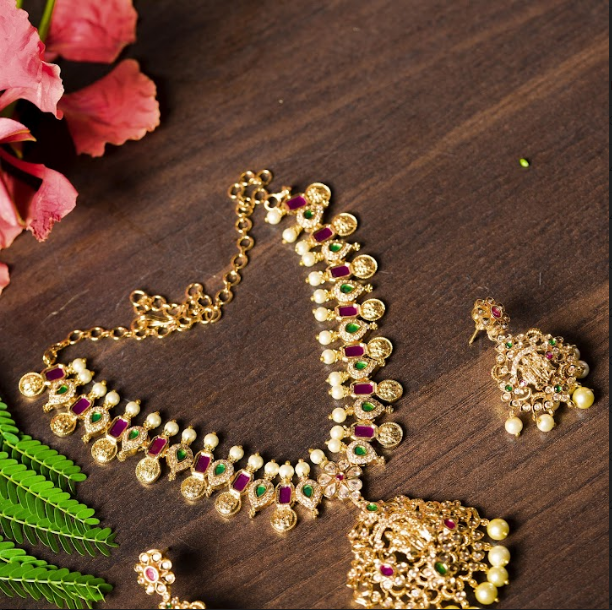 Women's Ramparivar Necklace Set Gold Plated  - Alankara