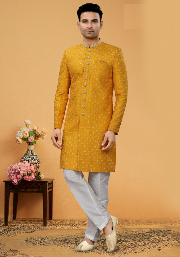 Men's Orange Indo-Western Collection - Dwija Fashion Men