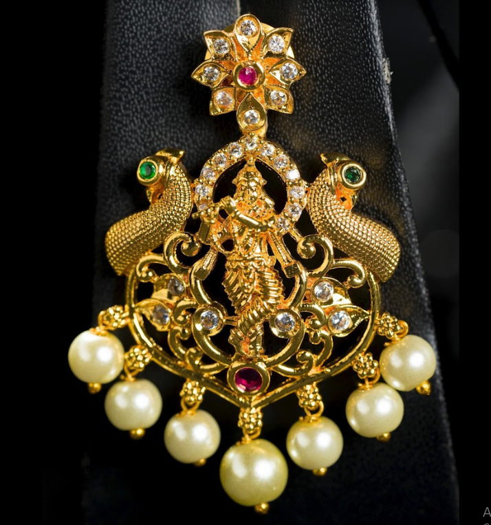 Women's 2Line Krishna Necklace Set Gold Plated  - Alankara