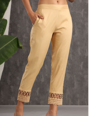 Women's Gold Rayon Solid Straight Pants - Juniper