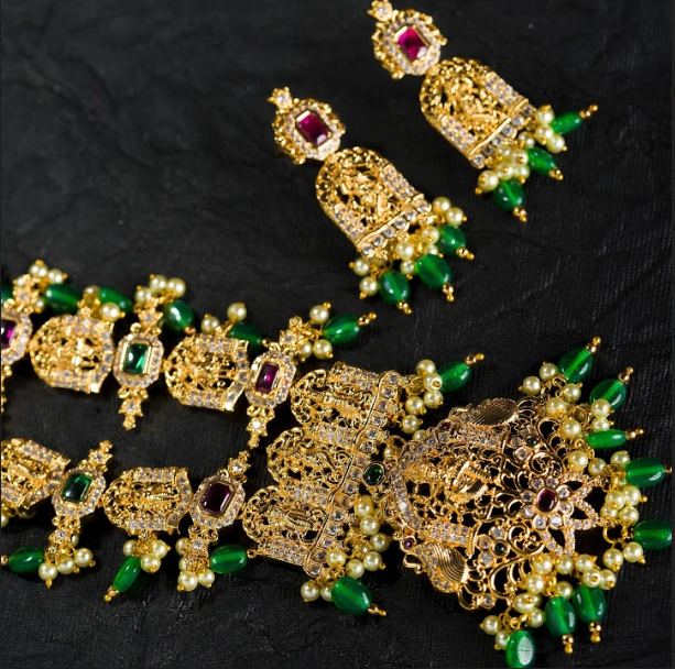 Women's Trimurthi Necklace Set Gold Plated  - Alankara
