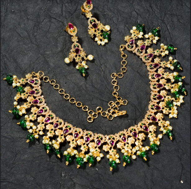 Women's Alluring Necklace Set Gold Plated  - Alankara