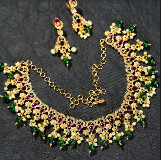 Women's Alluring Necklace Set Gold Plated  - Alankara