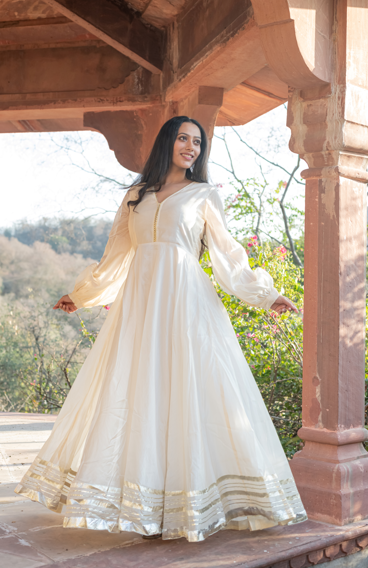 Buy Women's Noor All-over Hand gota work Beige dress - SARAS THE LABEL - | Trendia Off White / 5XL | Trendia Global Buy Women's Noor All-over Hand gota work Beige dress - SARAS THE LABEL - | Trendia Off White / 5XL | Trendia Global