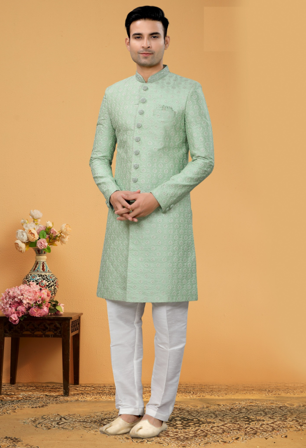 Men's Green Indo-Western Collection - Dwija Fashion Men