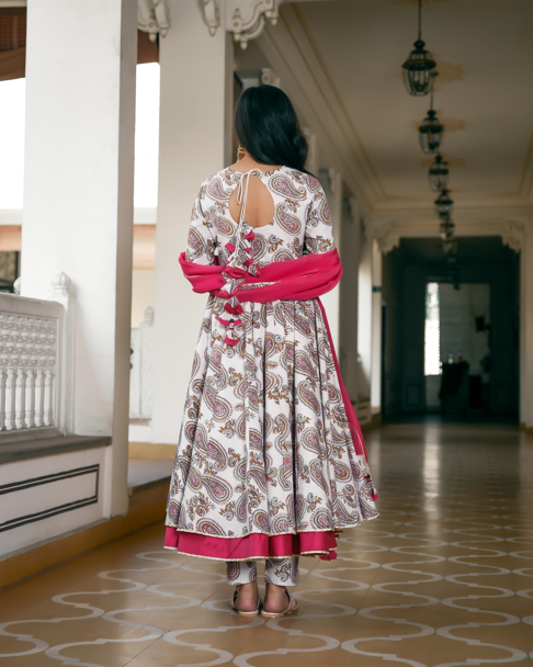 Women's Layered heavy pearl Anarkali suit set - Indian Virasat