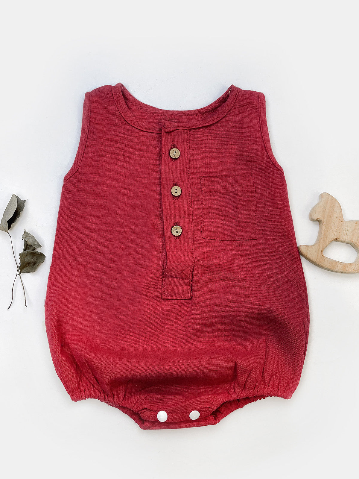 Girl's Comfortable Red Pure Cotton Baby Bubble Unisex Romper  - HALEMONS