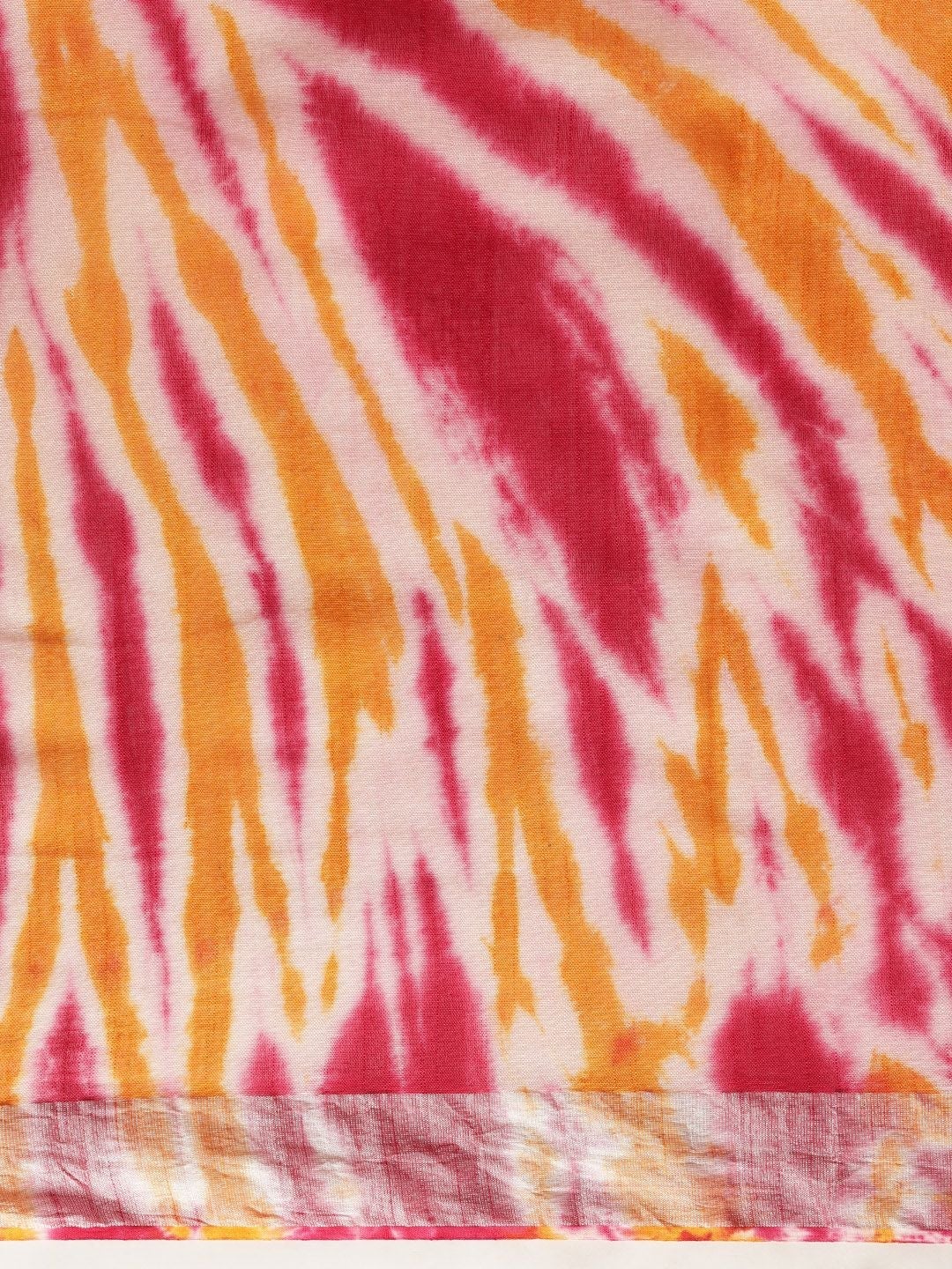 Women's Handloom Cotton Linen Slub Shibori Print Saree - Olive Mist