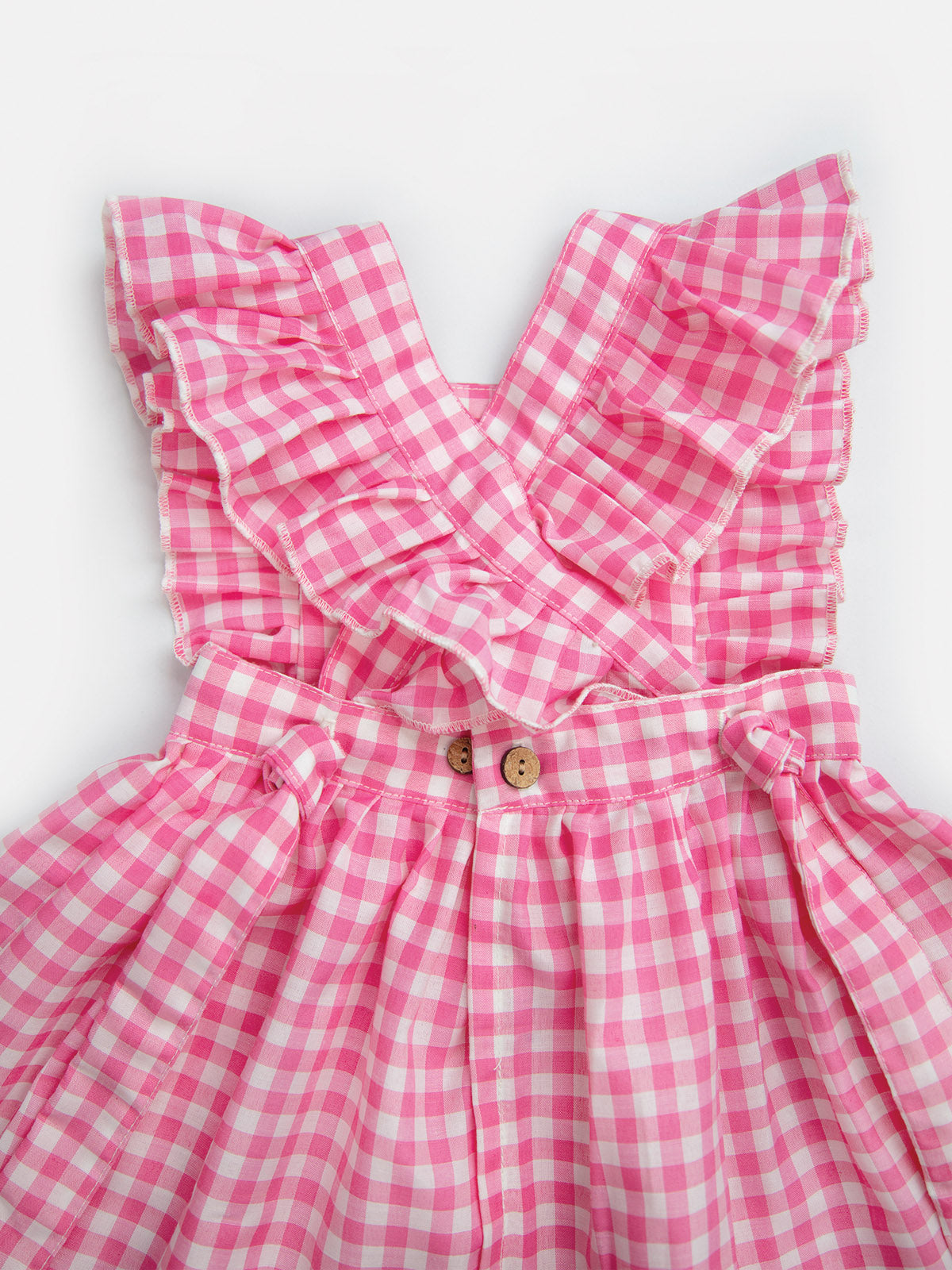 Girl's Cute Pink checks Baby Frilled Frock  - HALEMONS