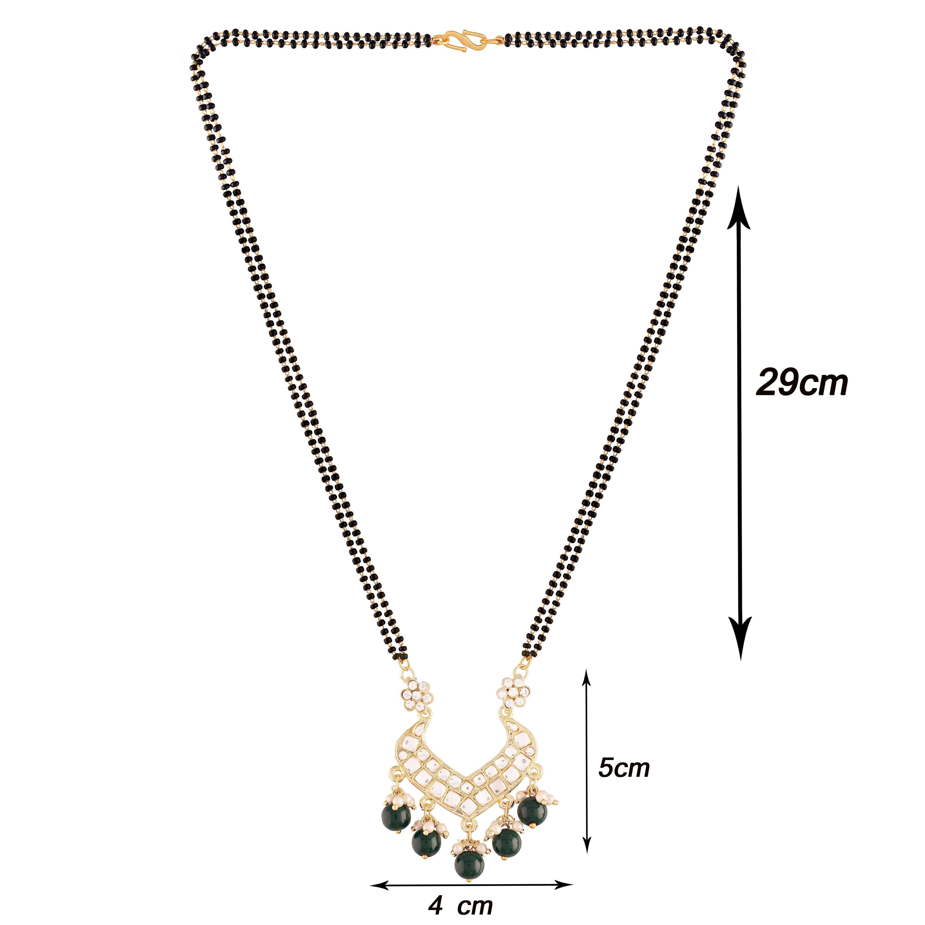 Women's 18k Gold Plated Traditional Pearl Beads Studded Pendant Mangalsutra - I Jewels