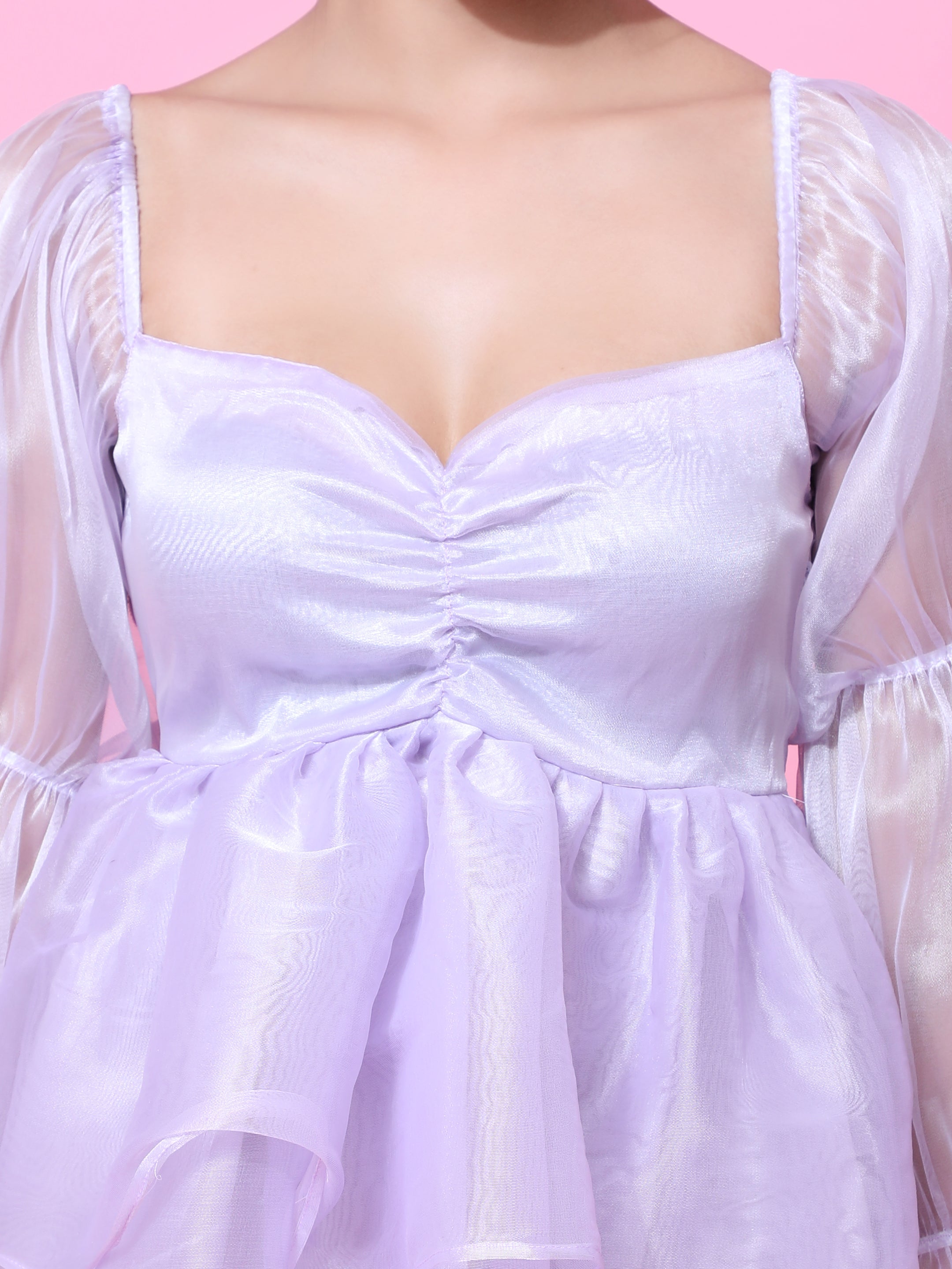 Women's Purple Color Organza Western Dress Purple / M | Trendia Global Women's Purple Color Organza Western Dress Purple / M | Trendia Global