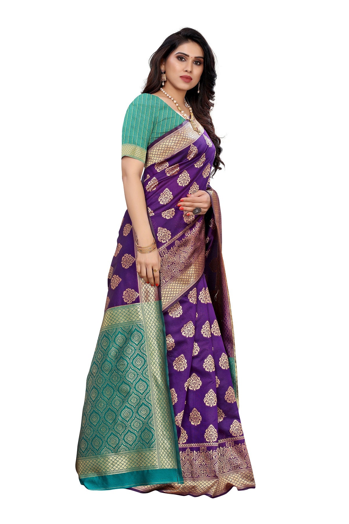Women's Banarasi Jacquard Weaving Purple Saree - Vamika