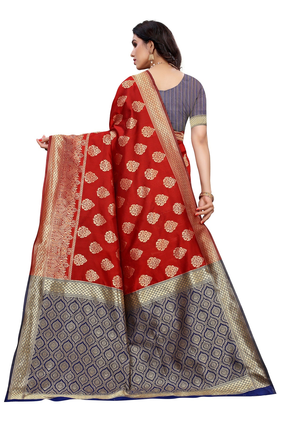 Women's Banarasi Jacquard Weaving Red Saree - Vamika