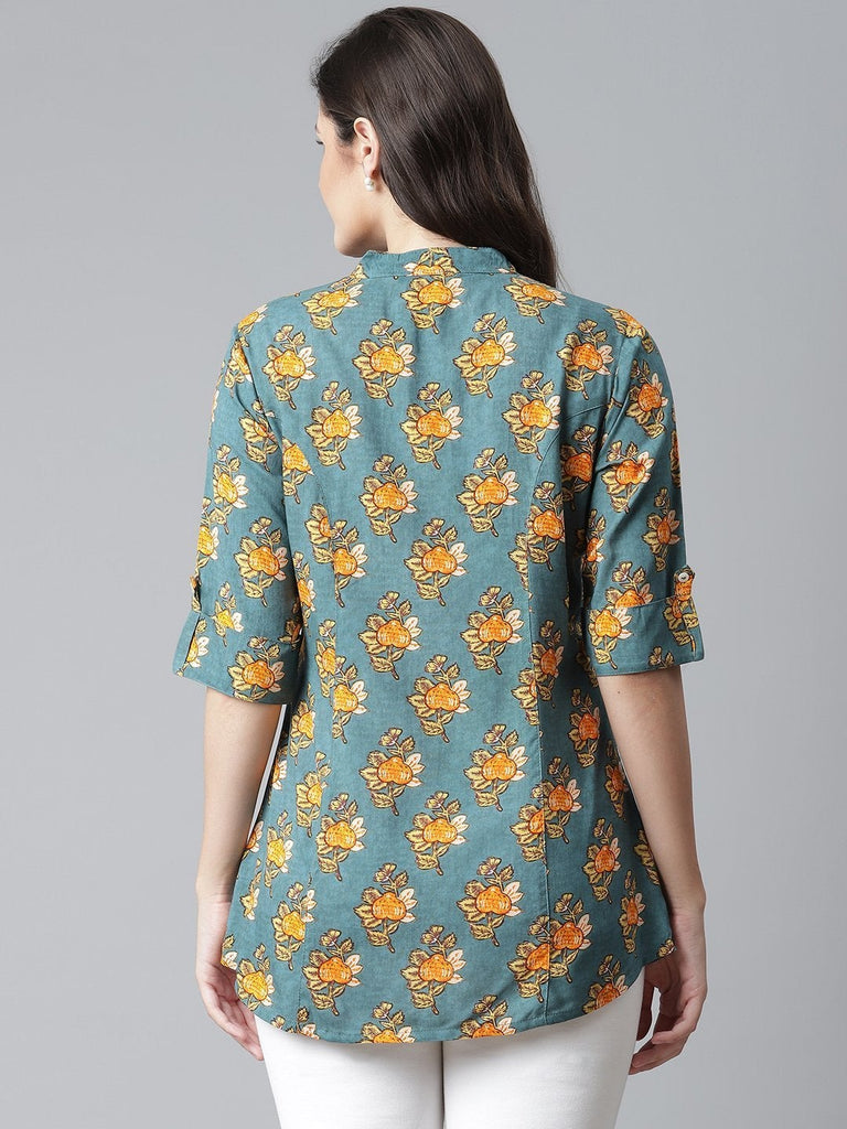 Women's Sea Green  Rayon Printed Top