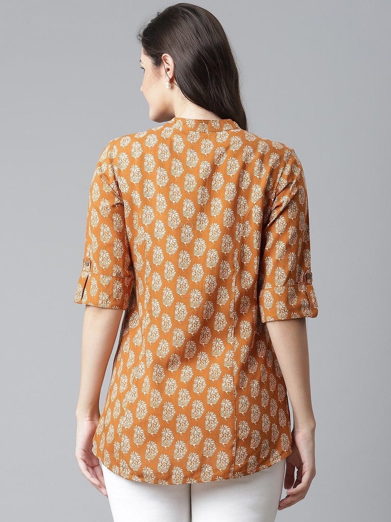 Women's Mustard Rayon Printed Top