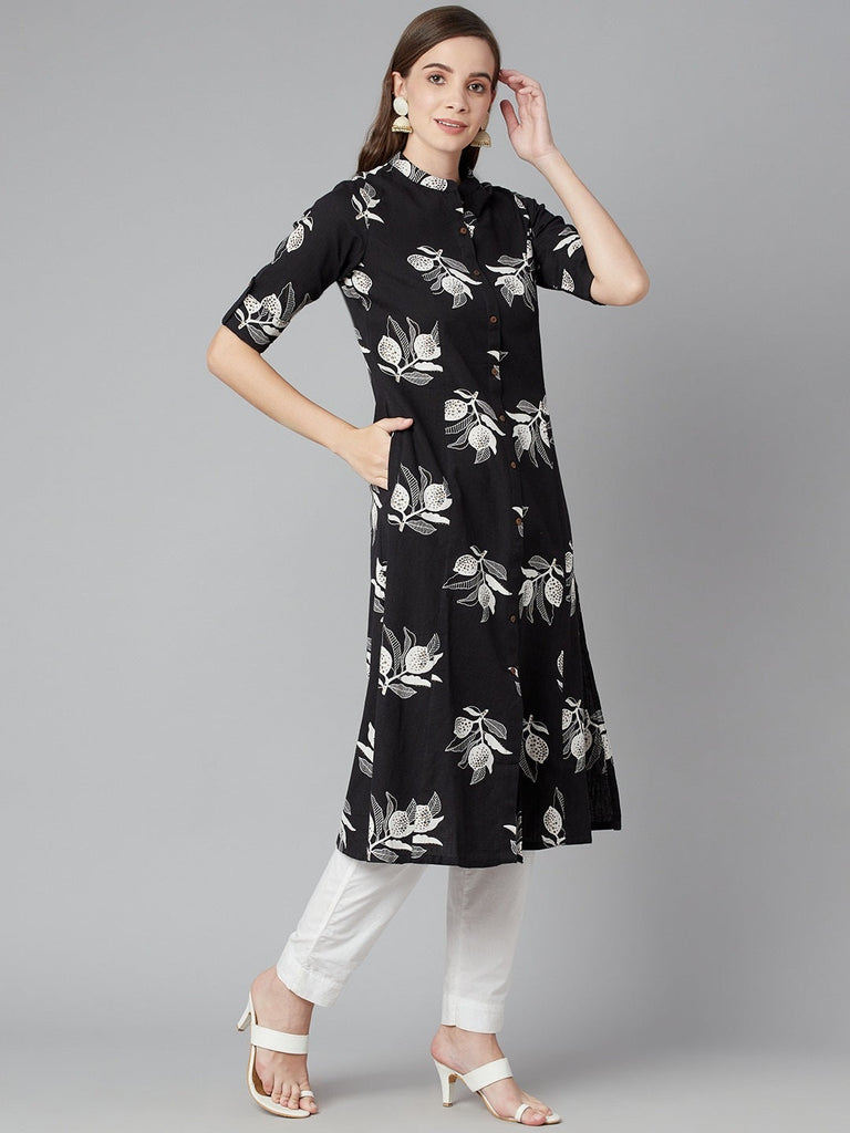 Women's Black Cotton Flex A-Line Kurt