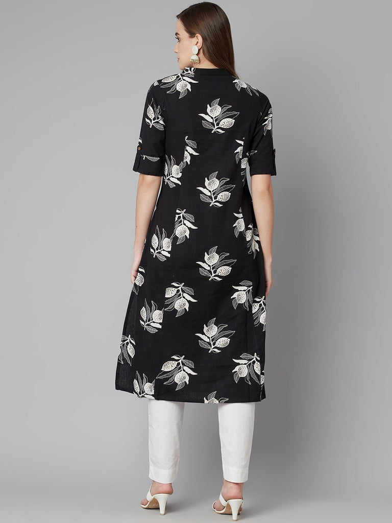 Women's Black Cotton Flex A-Line Kurt