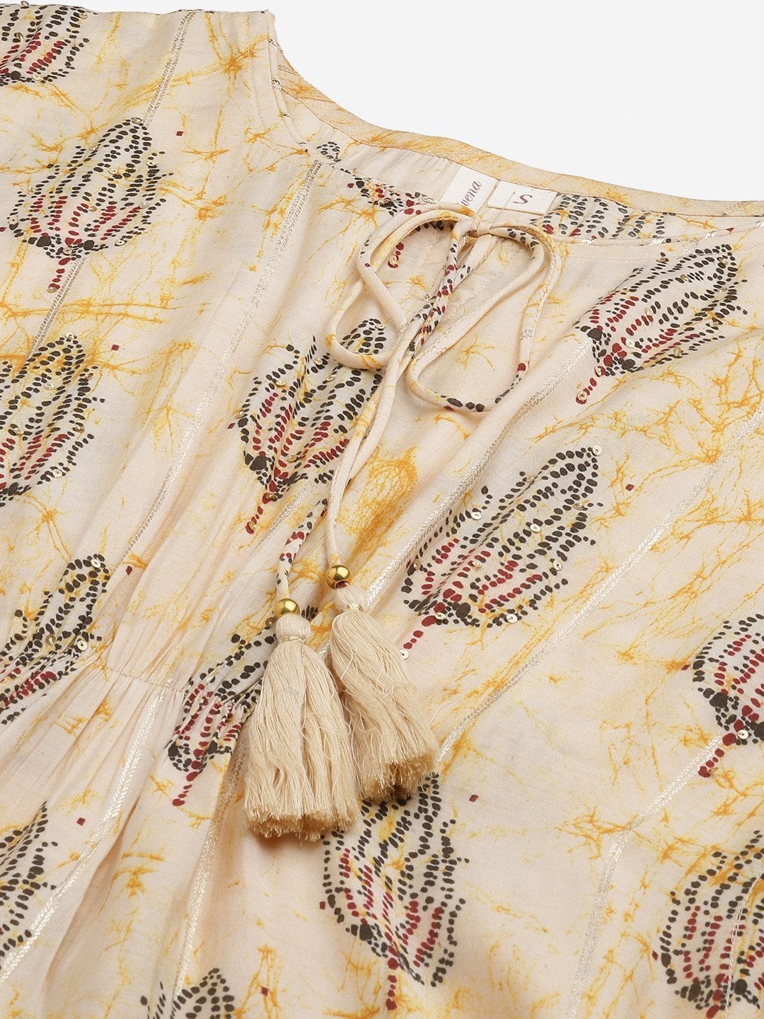 Women's Light Yellow Rayon Kaftan Pant Set - Divena