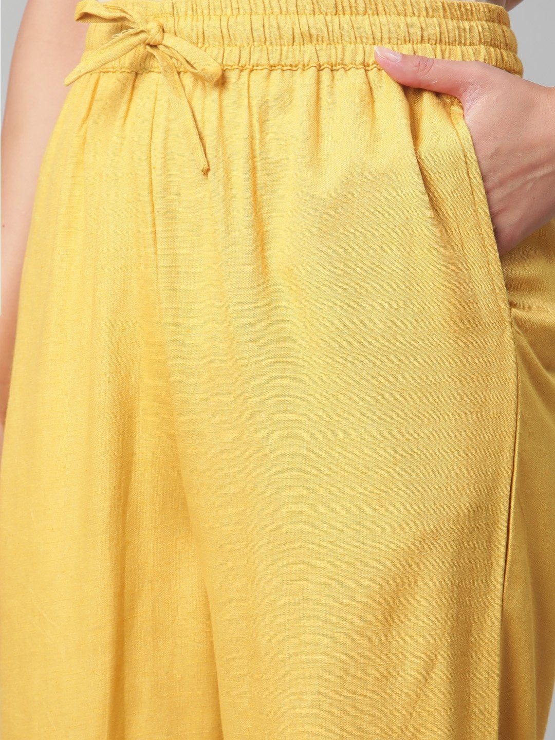 Women's Yellow Rayon Kaftan Pant Set  - Wahenoor