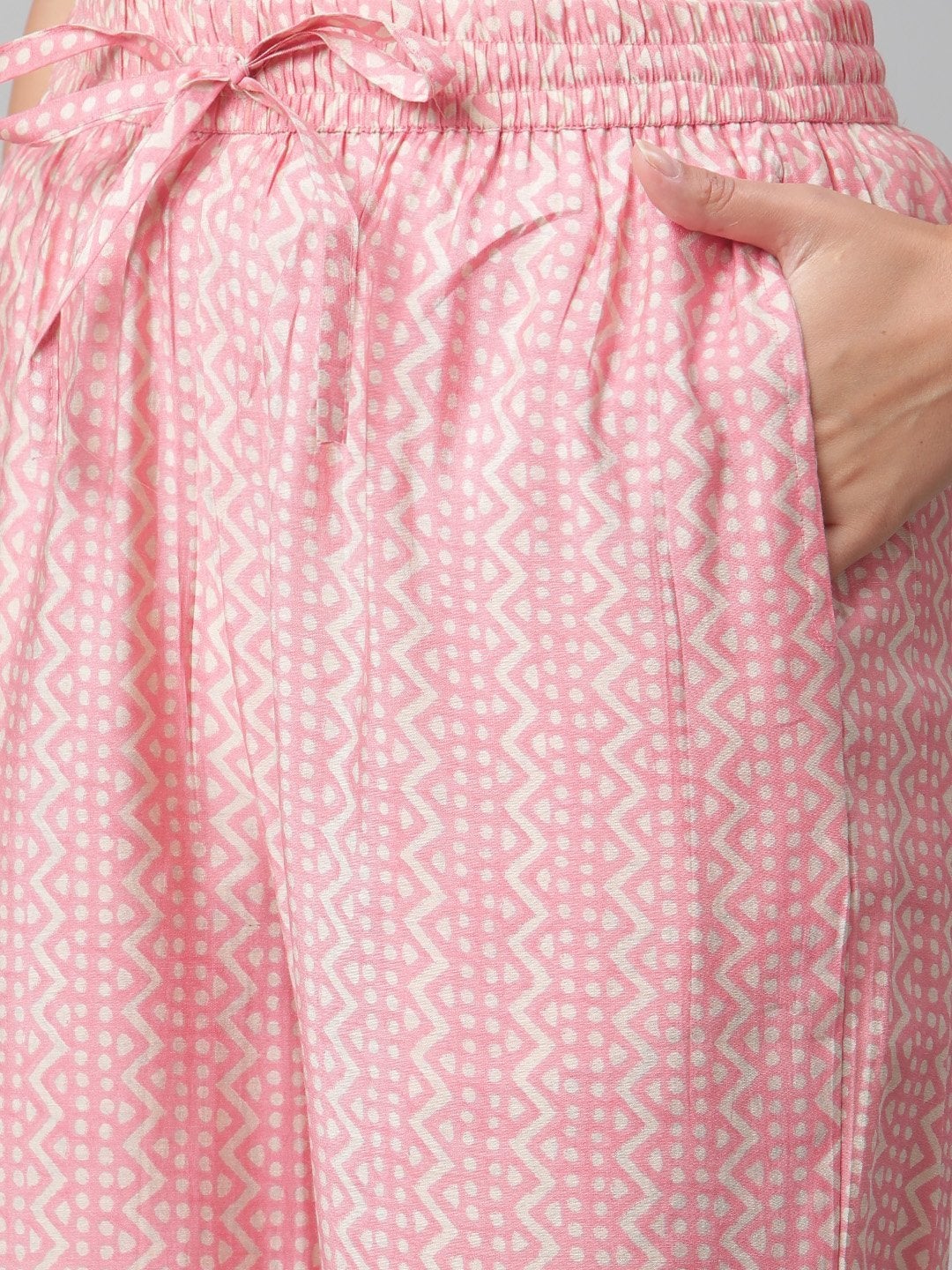 Women's Pink Rayon Kaftan Pant Set  - Wahenoor