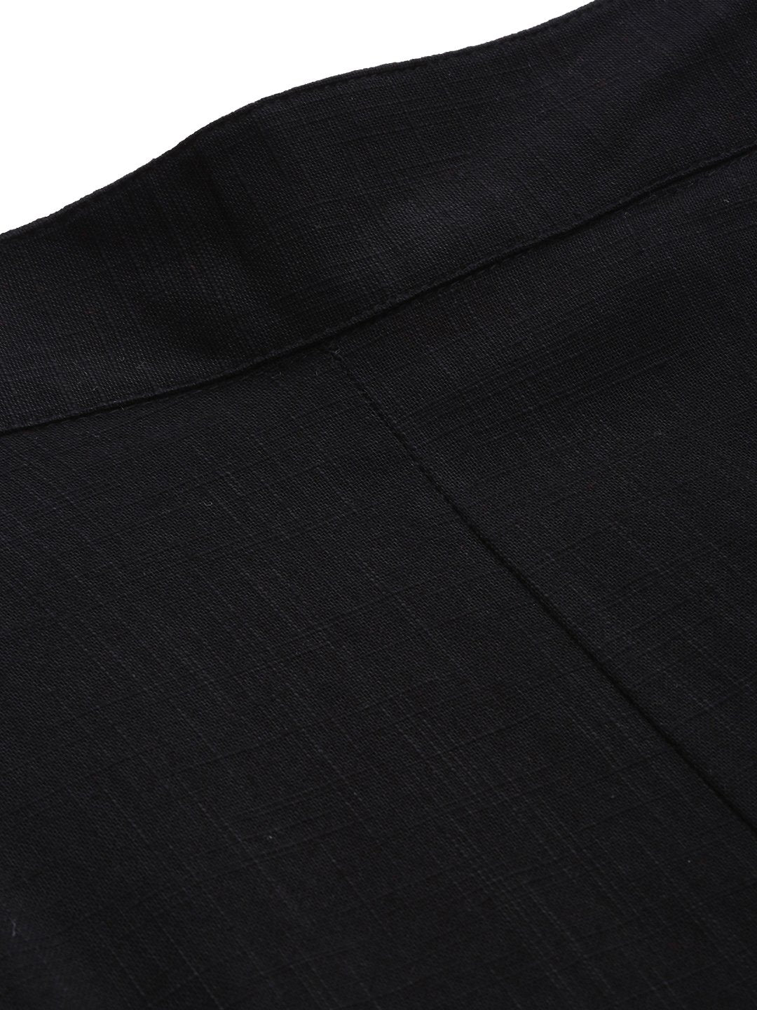 Women's Black Cotton Trouser - Divena