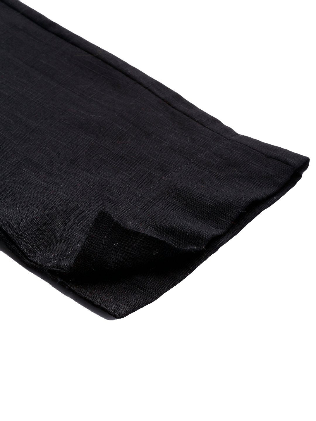 Women's Black Cotton Trouser - Divena