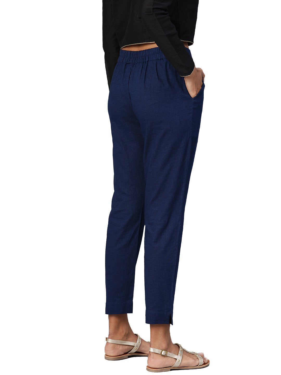 Women's Blue Cotton Trouser - Noz2Toz