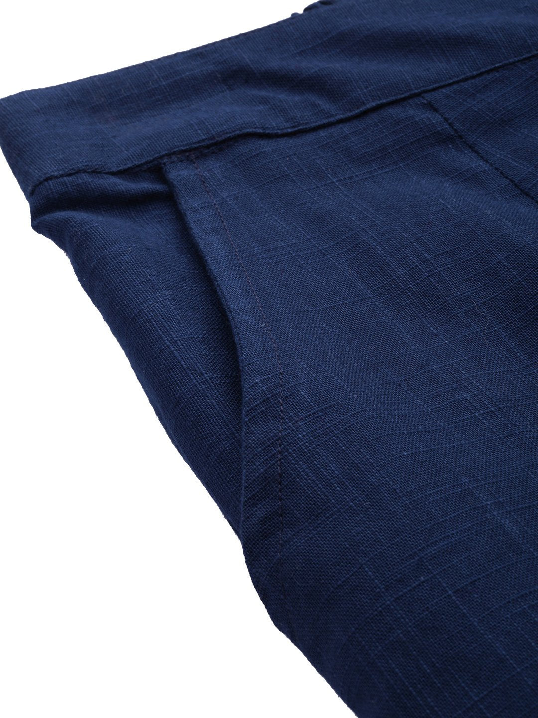 Women's Blue Cotton Trouser - Divena