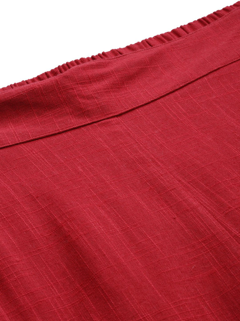 Women's Maroon Cotton Trouser