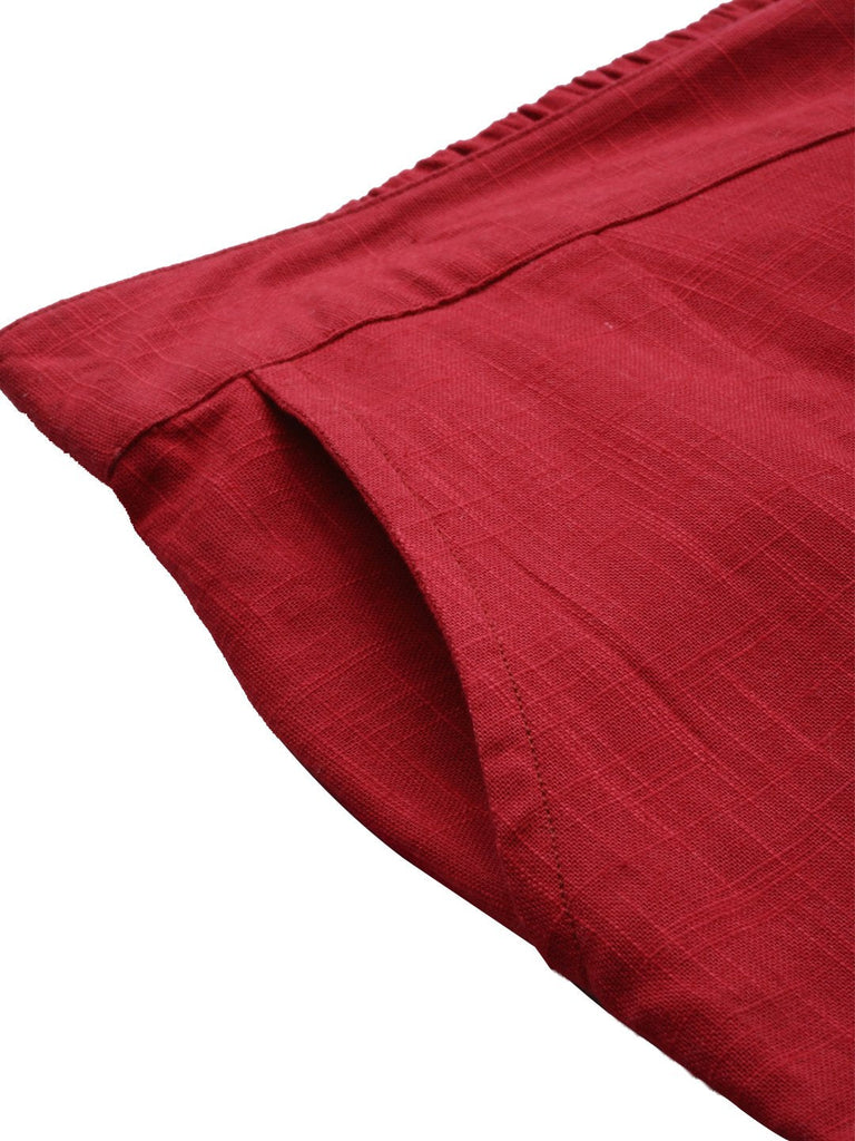 Women's Maroon Cotton Trouser