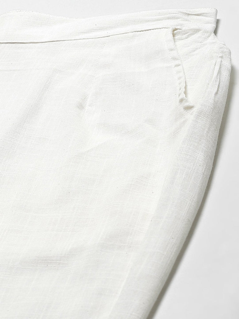 Women's Off White Cotton Trouser