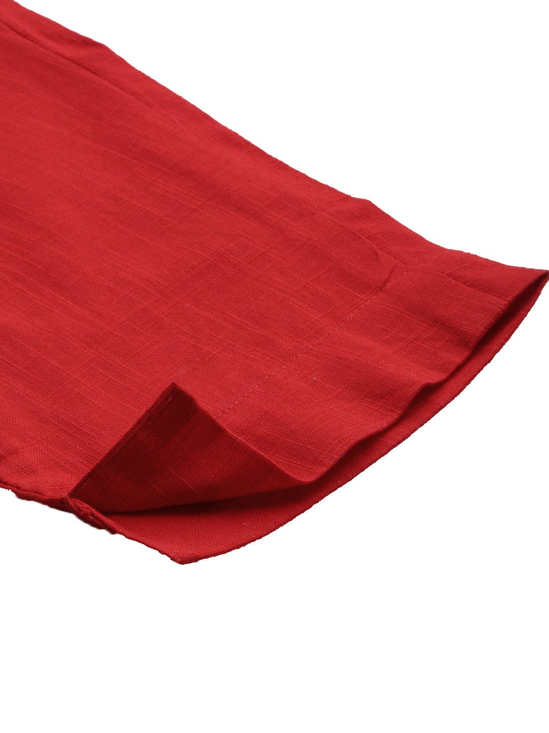 Women's Red Cotton Trouser - Divena