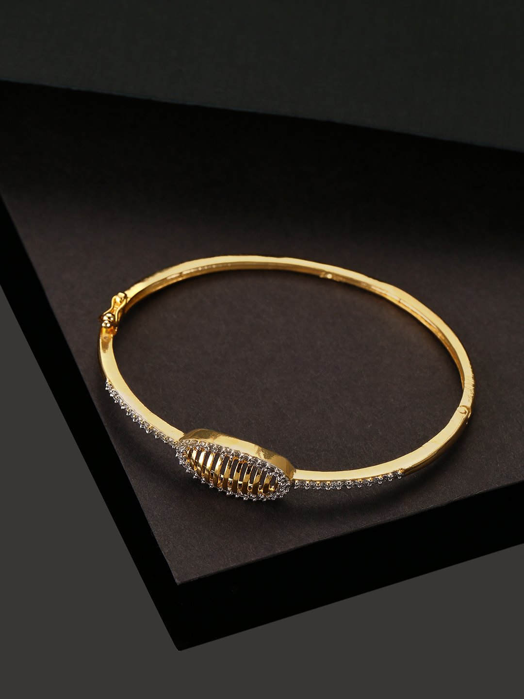 Women's Gold-Plated American Diamond Studded Bracelet - Priyaasi