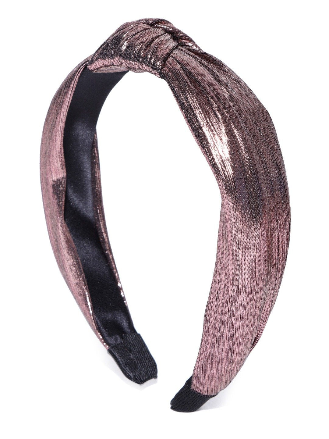 Women's Shiny Finish Cross Knot Design Pinkish Colour Hairband - Priyaasi