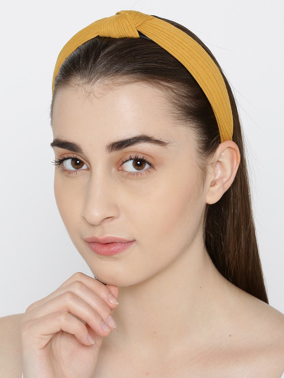 Women's Cross Knot Design Yellow Colour Hairband - Priyaasi