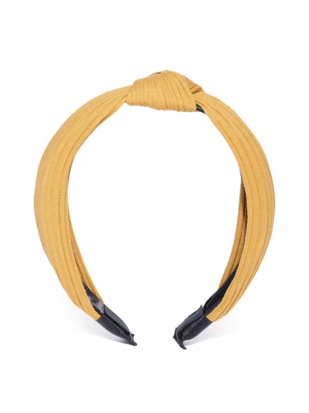 Women's Cross Knot Design Yellow Colour Hairband - Priyaasi