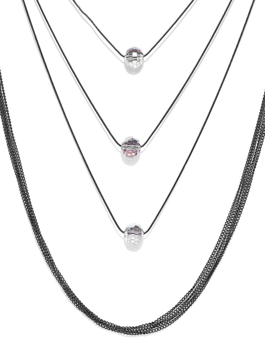 Women's  Black Pearls Layered Necklace - Priyaasi