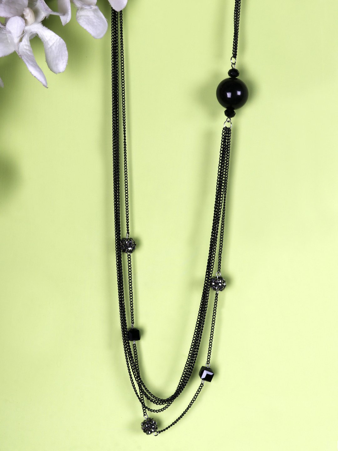 Women's  Black Beaded Necklace - Priyaasi