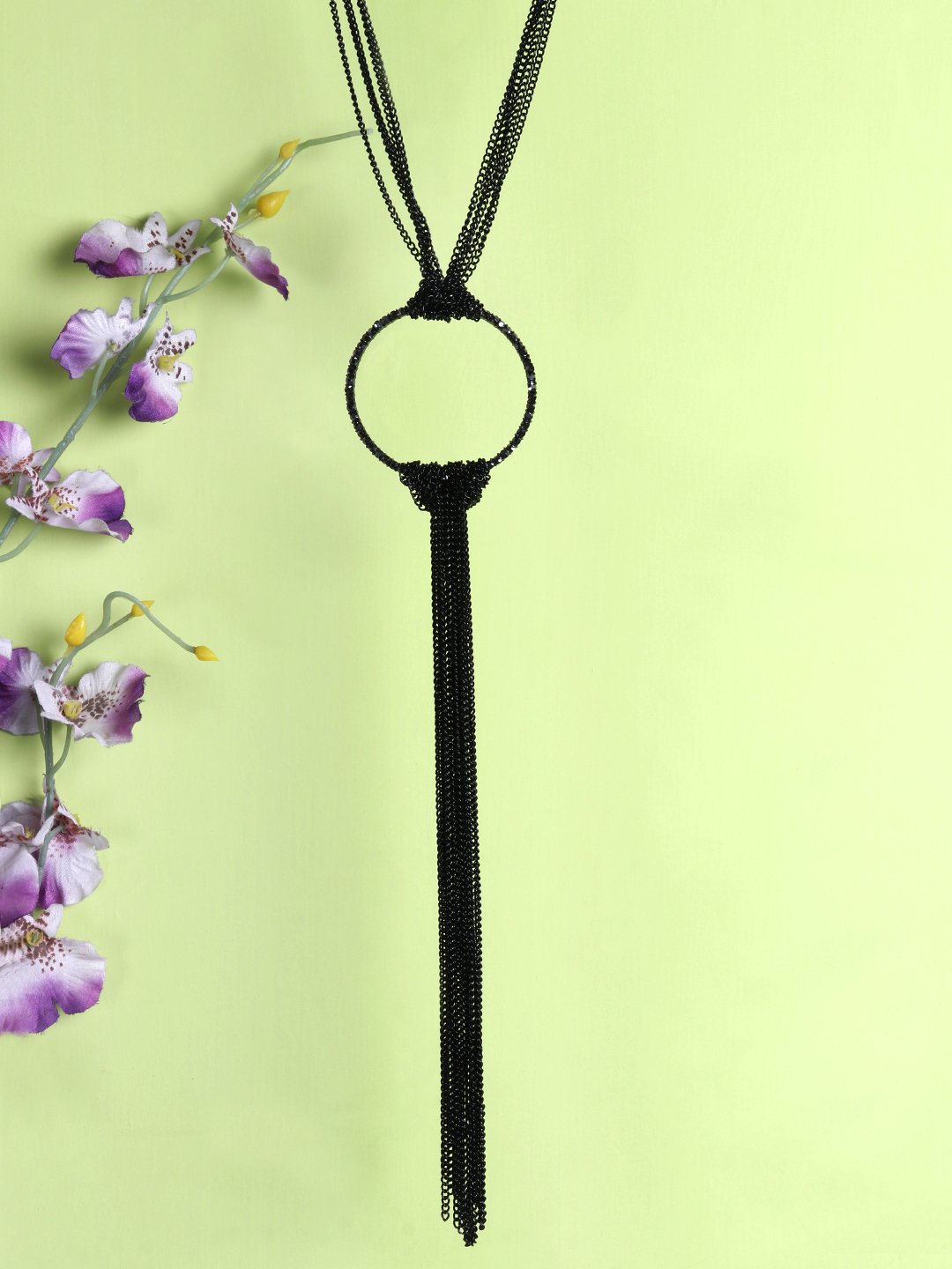 Women's  Black Tassel Pendant Necklace - Priyaasi