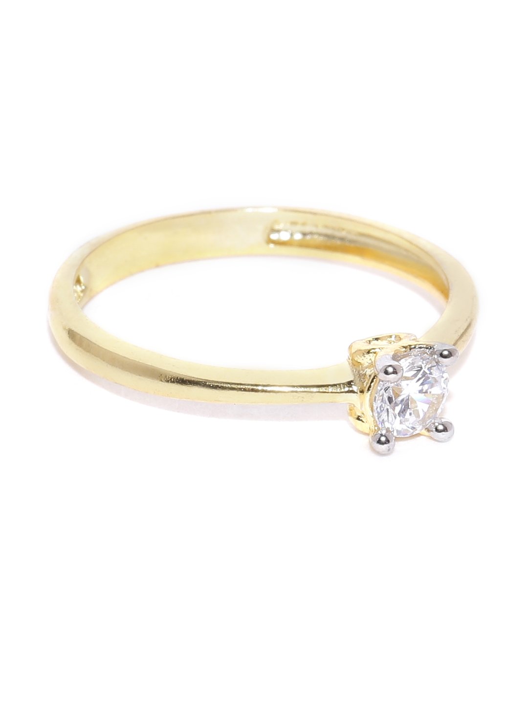 Women's Gold Plated American Diamond Studded Lightweight Party Wear Finger Ring - Priyaasi