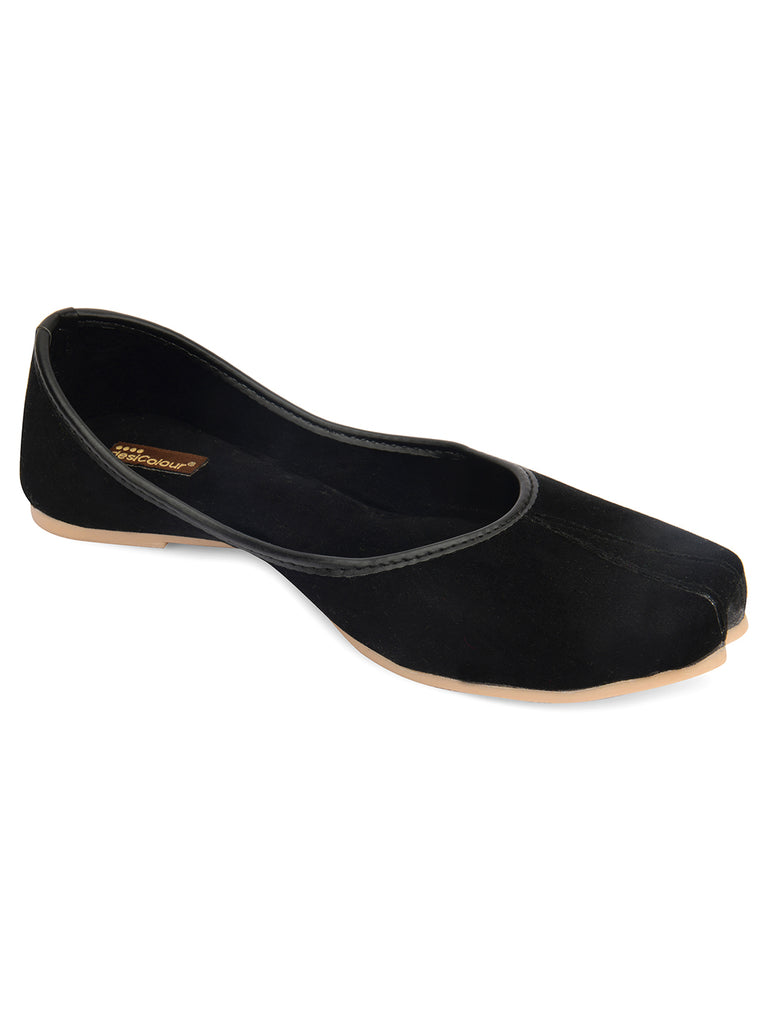 Women's Black Suede  Indian Ethnic Comfort Footwear