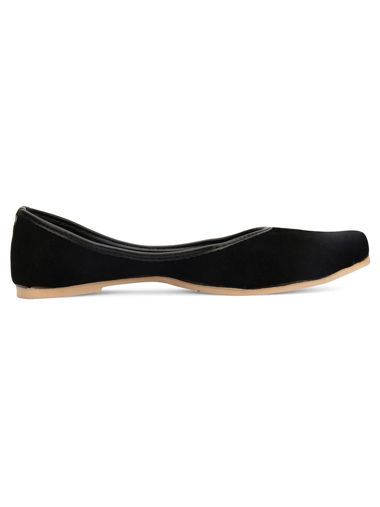 Women's Black Suede  Indian Ethnic Comfort Footwear
