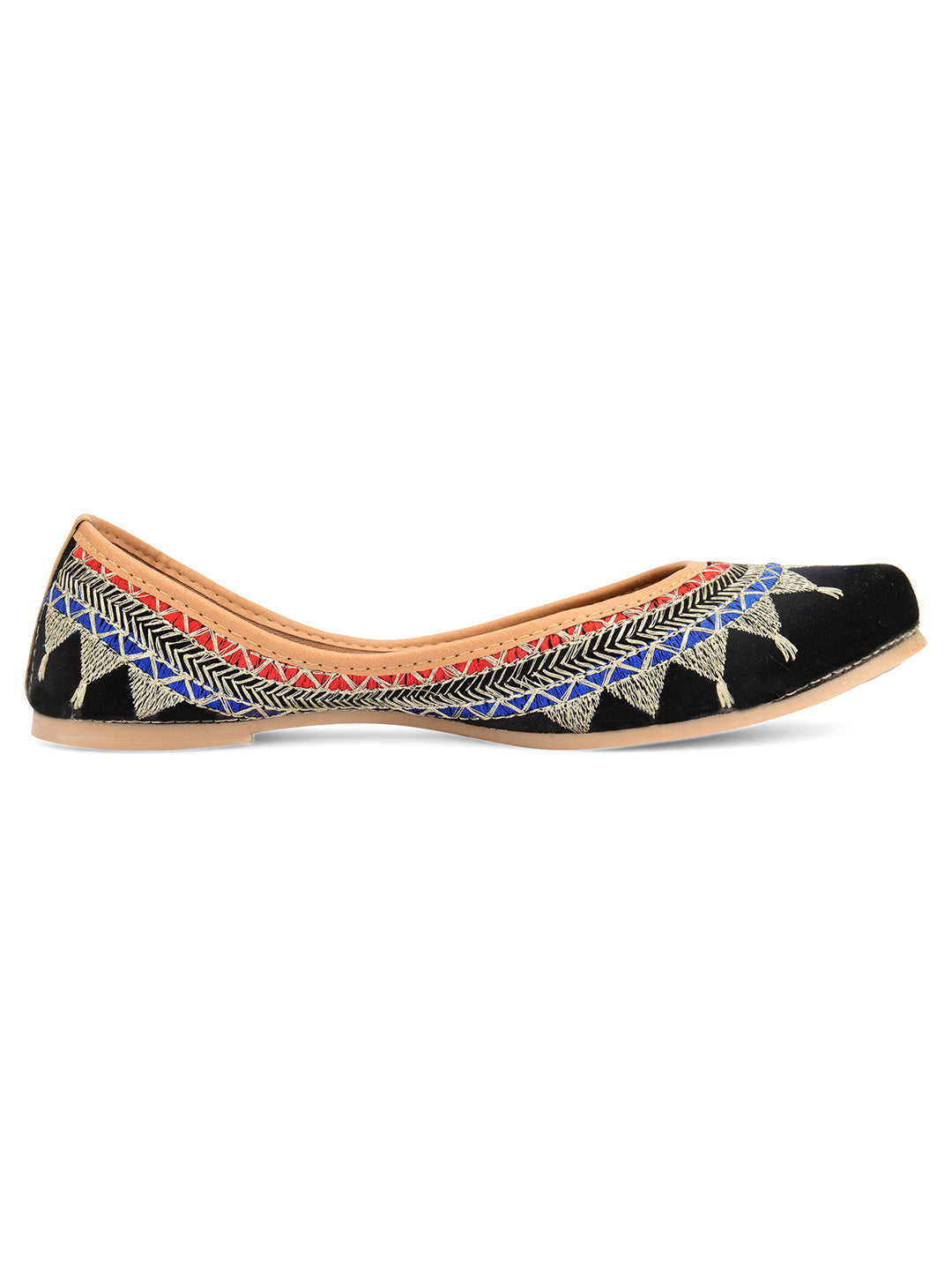 Women's Black Crown  Indian Ethnic Comfort Footwear - Desi Colour