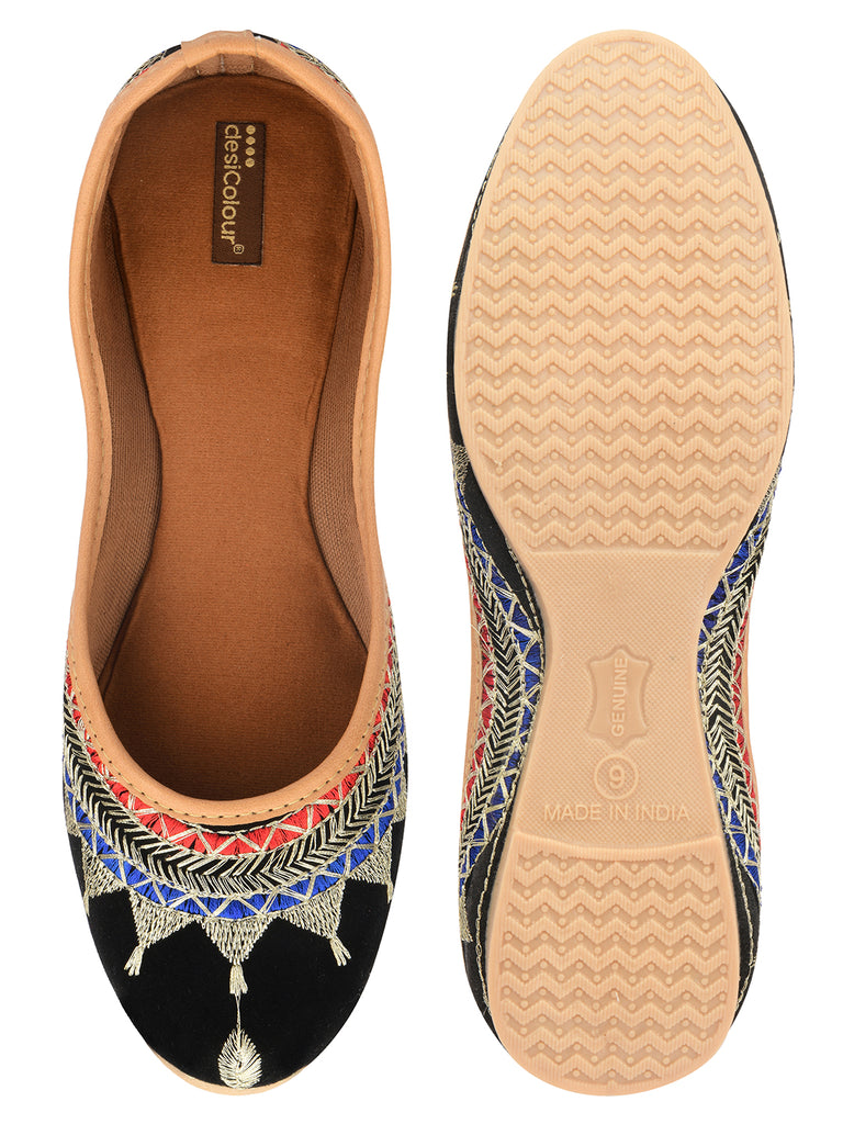 Women's Black Crown  Indian Ethnic Comfort Footwear