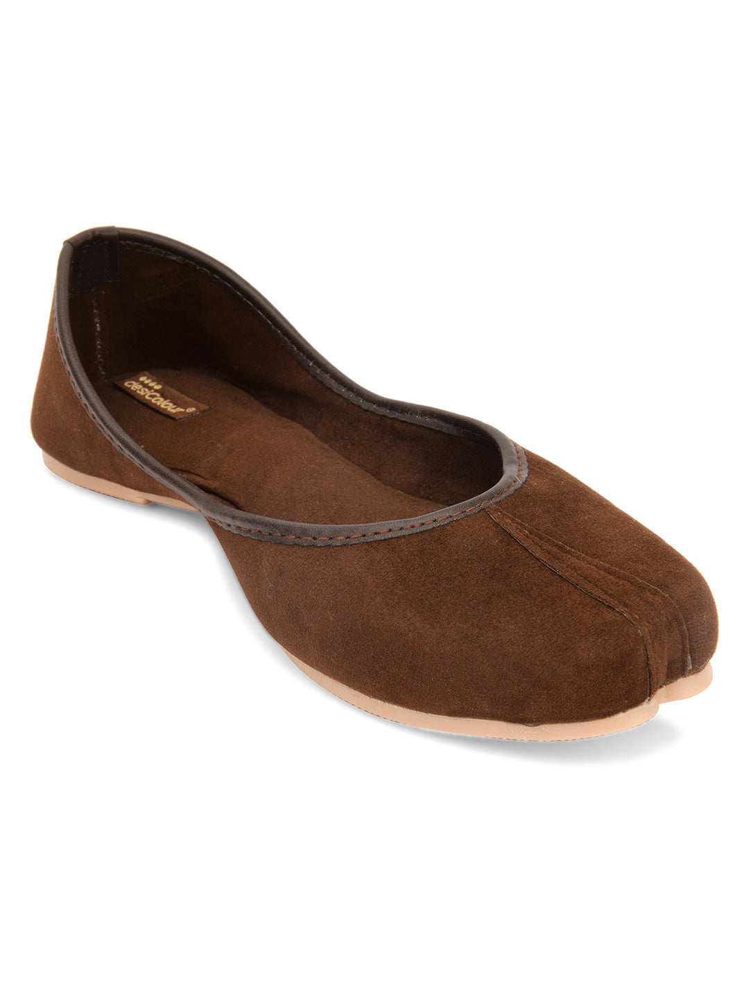 Women's Brown Suede  Indian Ethnic Comfort Footwear