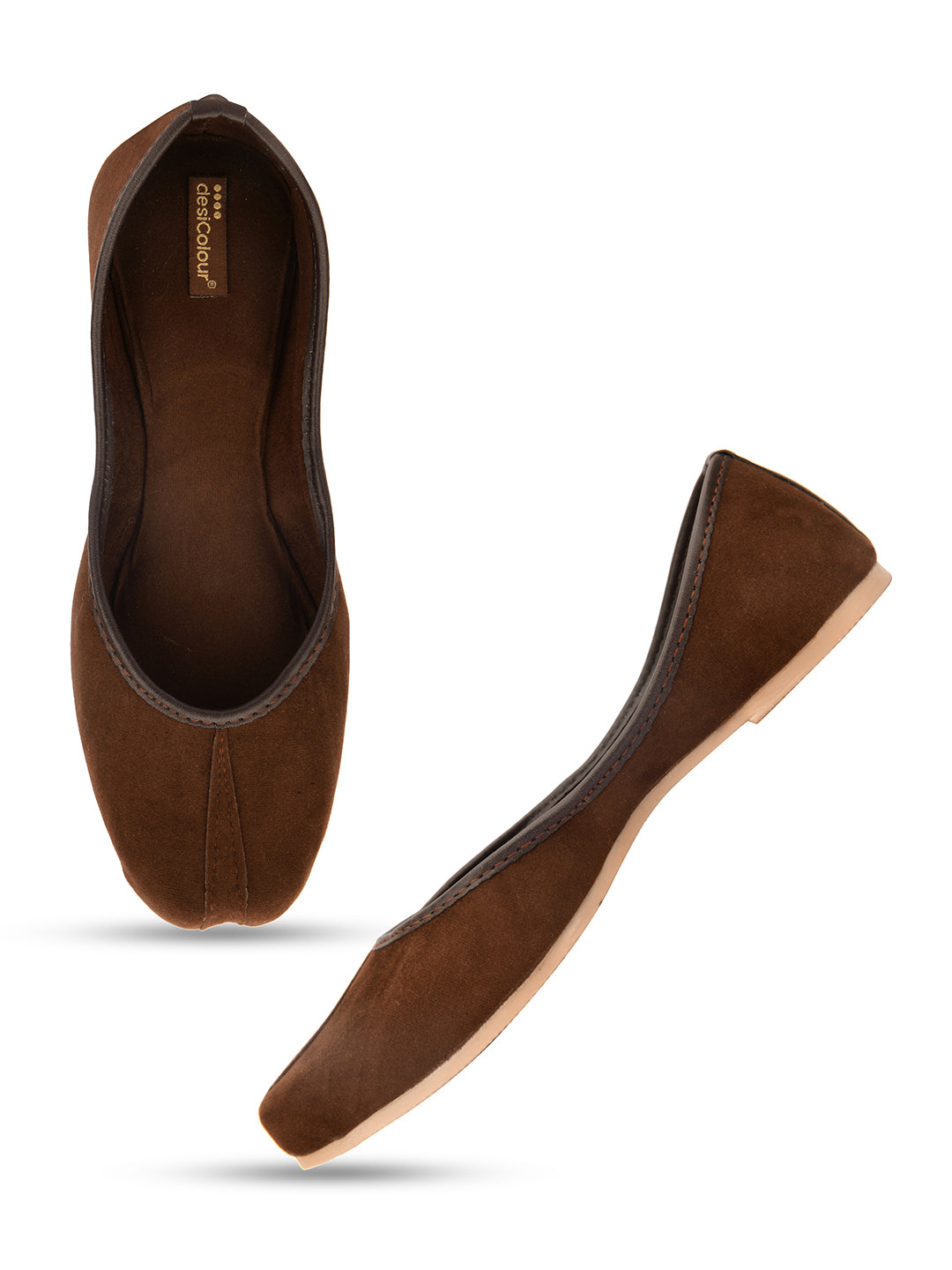 Women's Brown Suede  Indian Ethnic Comfort Footwear