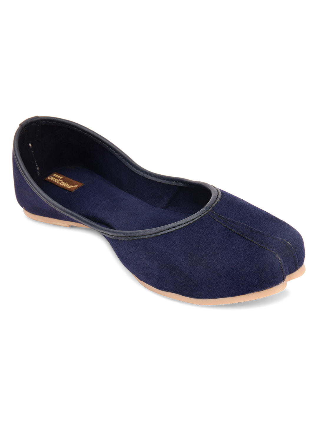 Women's Blue Suede  Indian Ethnic Comfort Footwear - Desi Colour