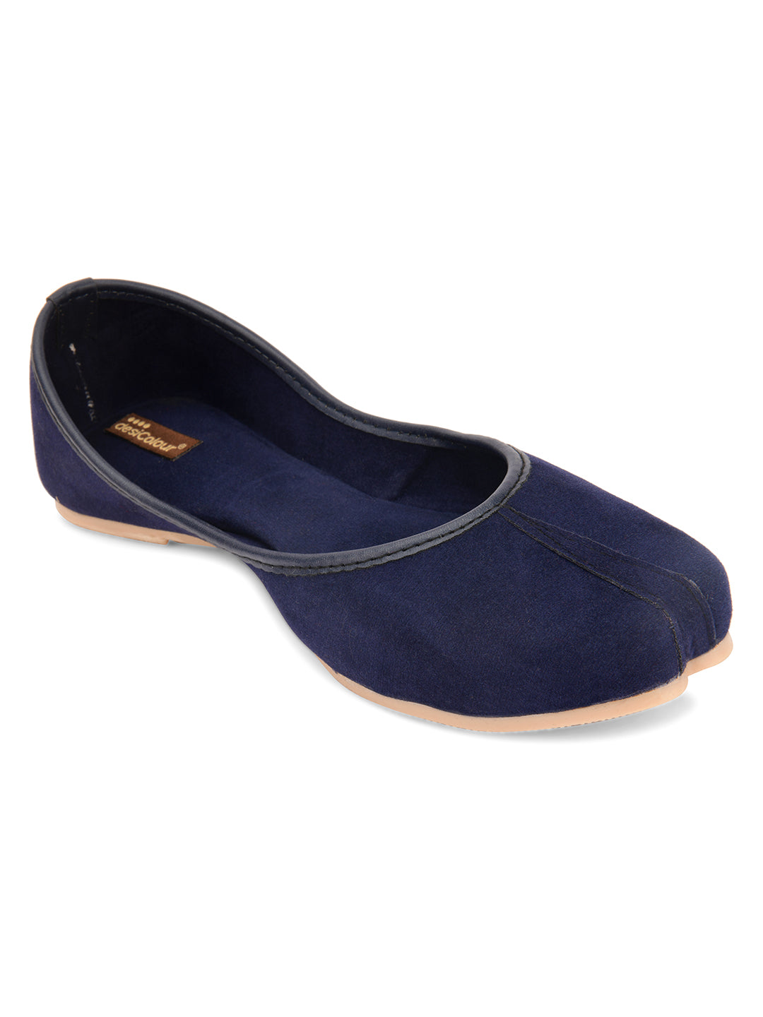 Women's Blue Suede  Indian Ethnic Comfort Footwear